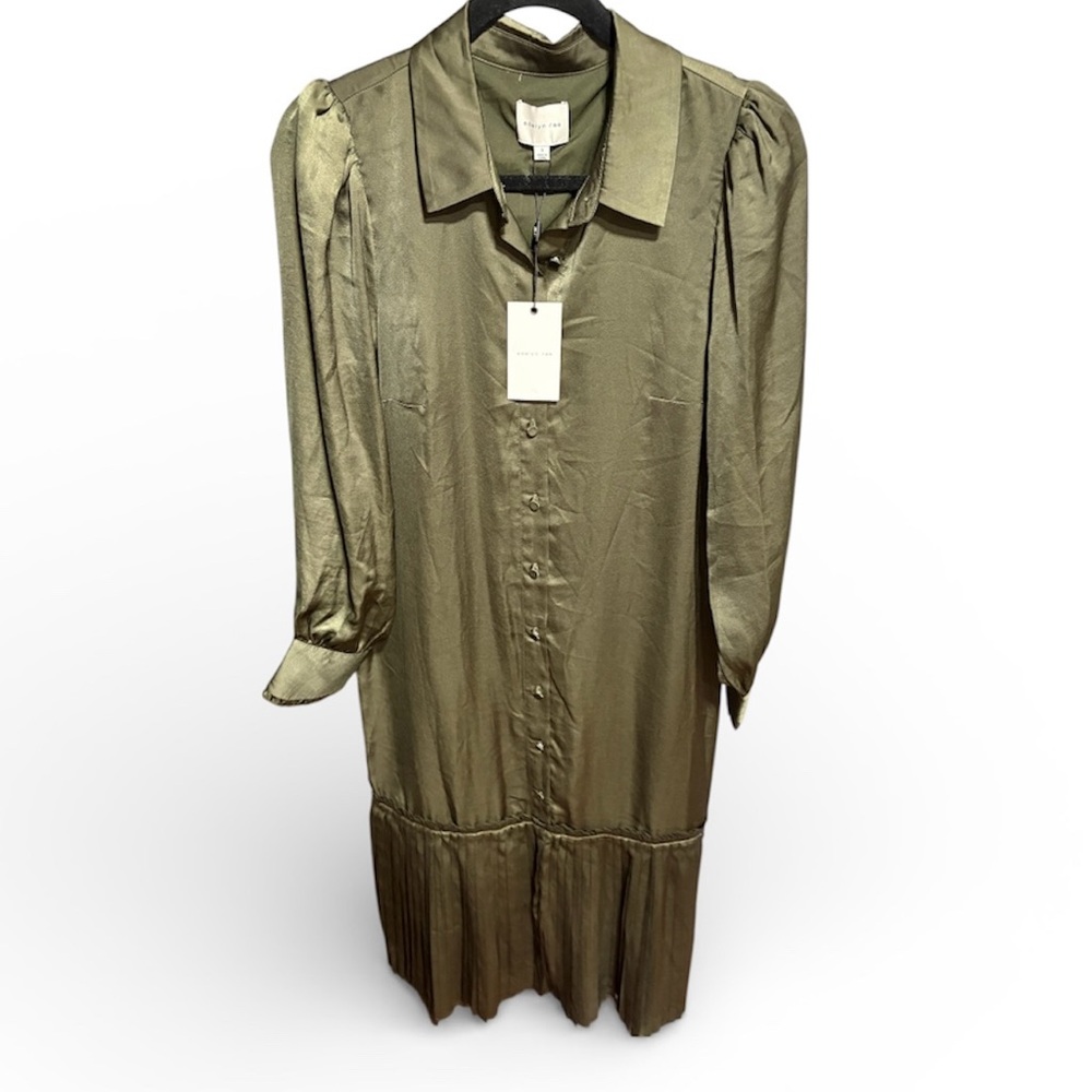 Adelyn rae - Olive Green Button-Up Dress missing belt size XS oversized